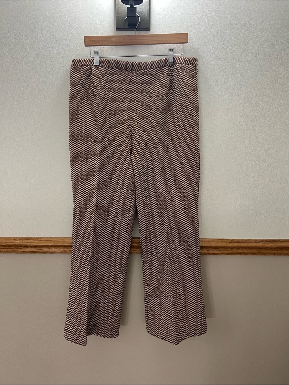Vintage 70s Checkered Brown Wide Leg Pants size 14/16